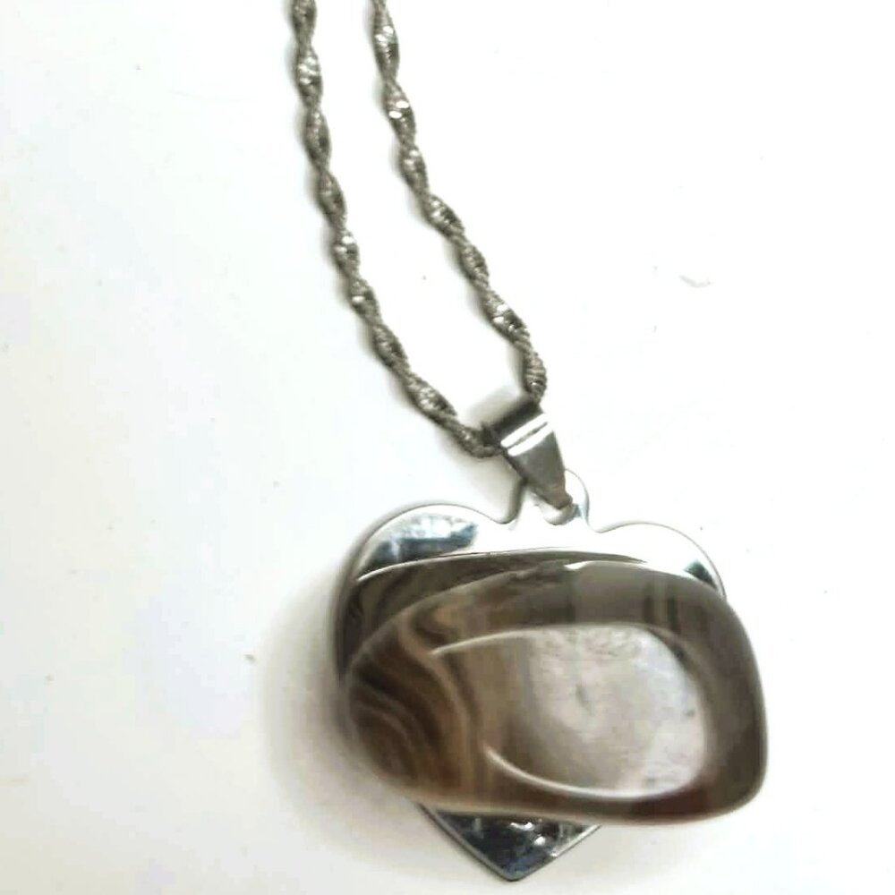 Brazilian Agate Pendant Necklace Sterling Silver Handmade Statement Jewelry
